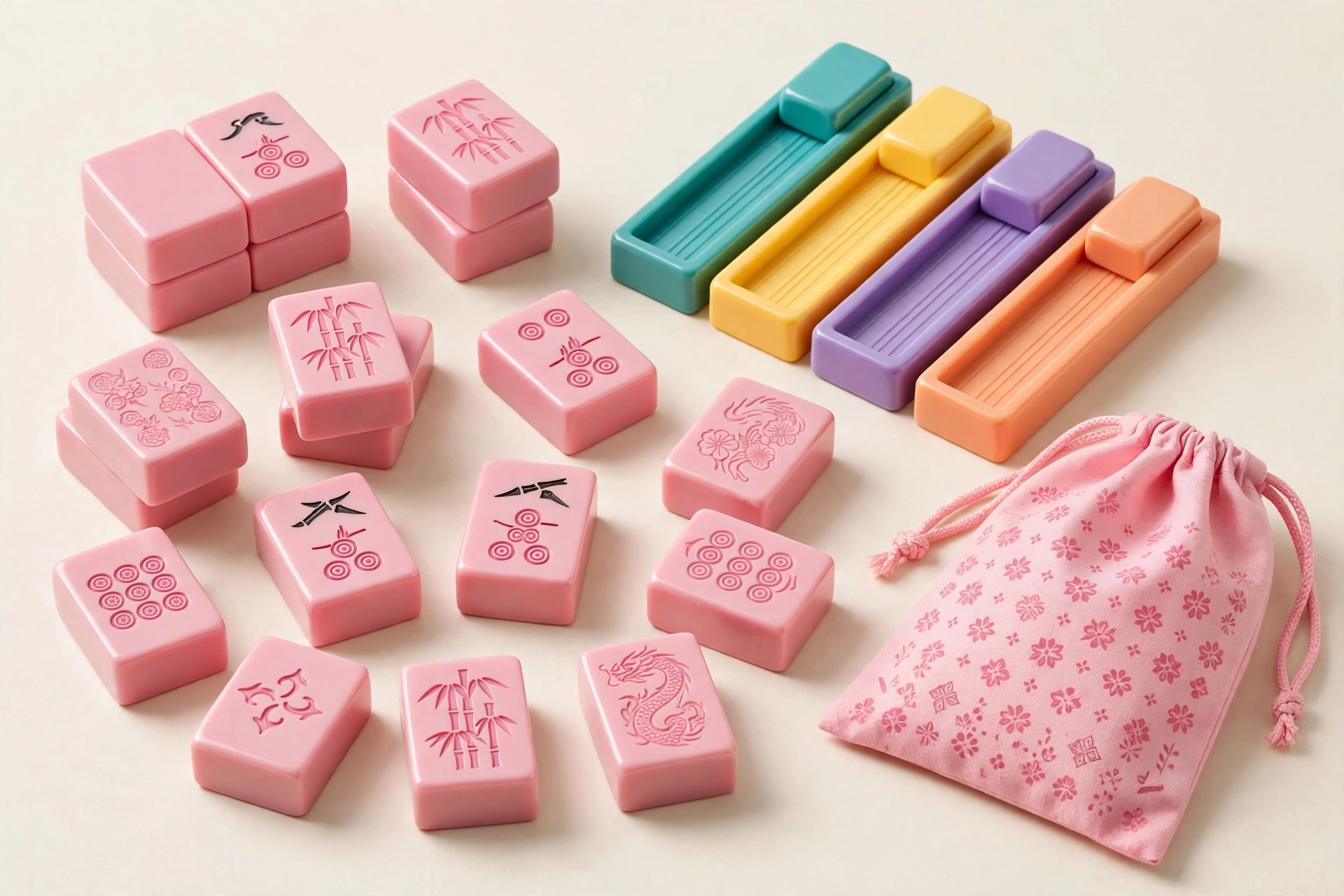 GUSTARIA American Mahjong Set — 166 Pink Tiles - product illustration
