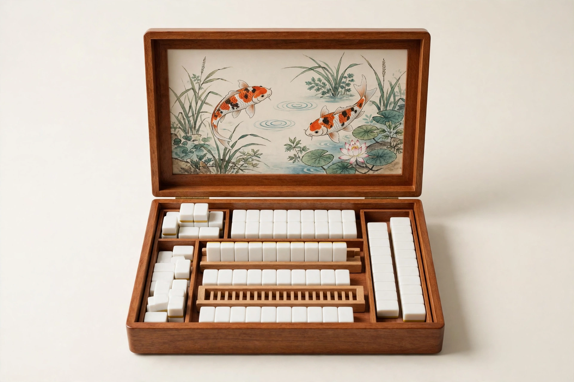 Yellow Mountain Imports American Set — Koi Fish, Wooden Case - product illustration